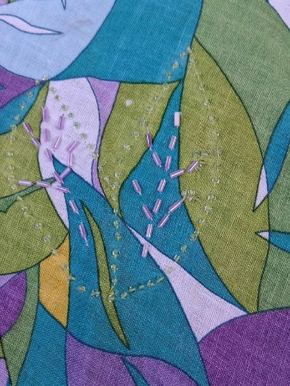 JohnPaulRichard Teal, Green & Purple Leaf-Print A-Line Skirt